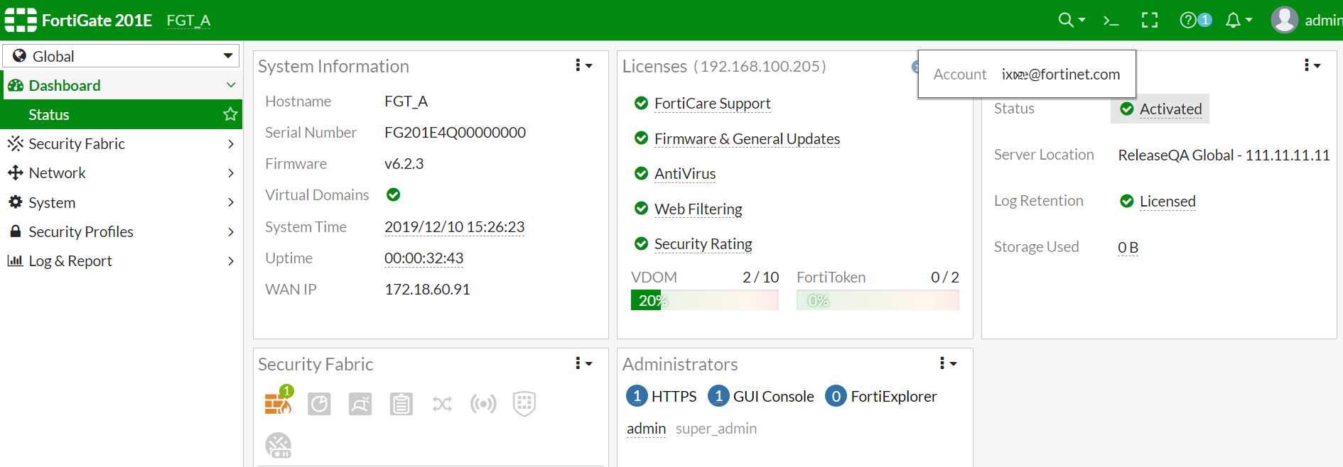 FortiCare and FortiGate Cloud login FortiGate / FortiOS 6.2.14